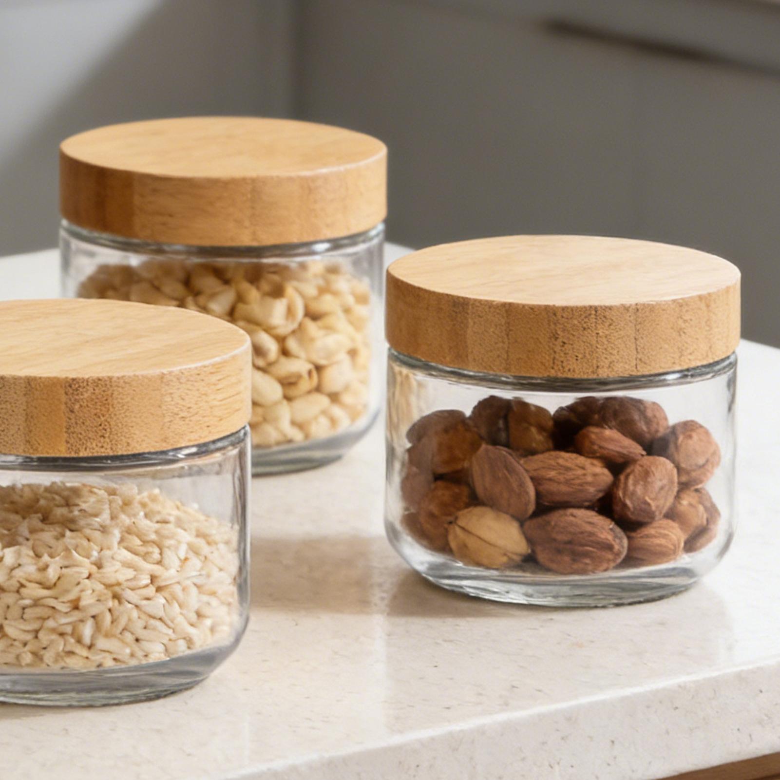 Overnight Oat Jar - ขวดแก้ว 4 ชิ้น พร้อมฝาปิดสุญญากาศ ขนาด 10