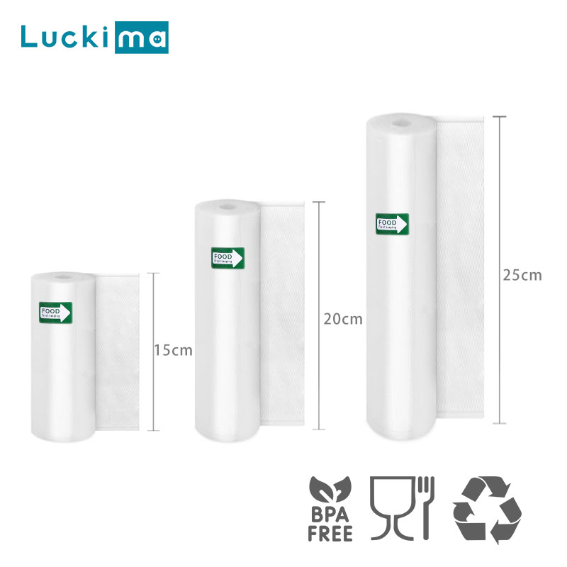 Meal Prep Vacuum Seal Containers - ถุงซีลสูญญากาศแบบกำหนดความยาวเองสำหรับเก็บอาหารและการทำอาหารแบบซูวีด 3 ม้วน ถุงแพ็คสูญญากาศสำหรับอาหาร ขนาด 15ซม./20ซม./25ซม.×500ซม.