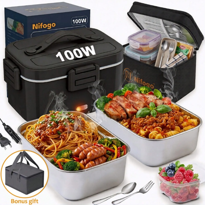 Meal Prep Bag - กล่องอาหารอุ่นไฟฟ้า 100W, ความจุ 1.8 ลิตร, ผลิตจากสแตนเลส