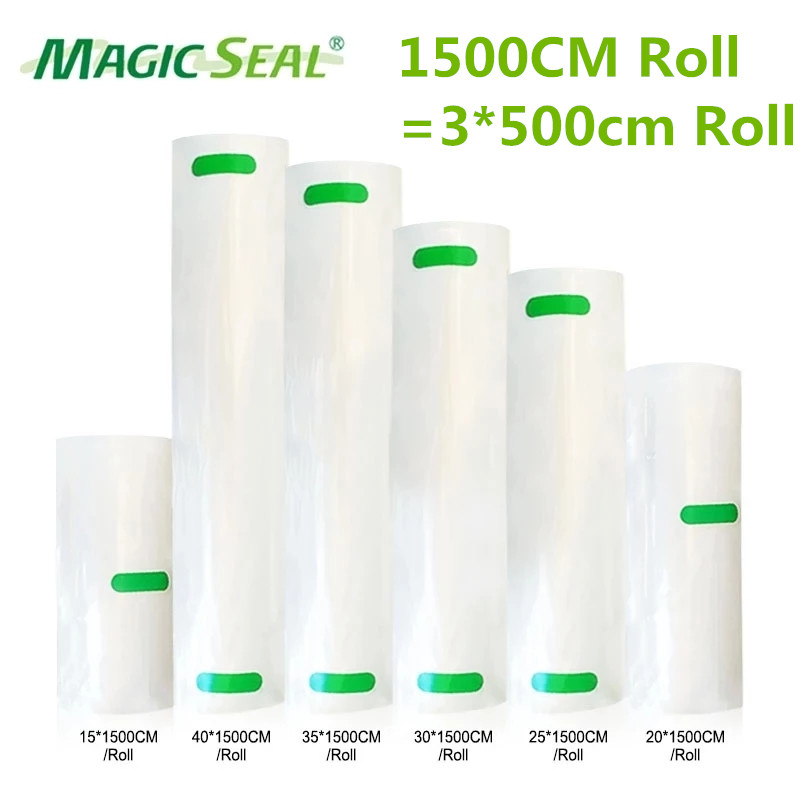 Meal Prep Vacuum Seal Containers - MAGIC SEALครัวอาหารถุงสูญญากาศSous Videกระเป๋าสําหรับถุงซีลสูญญากาศบรรจุภัณฑ์สูญญากาศ 15/20/25/30/35/40 ซม.* 1500