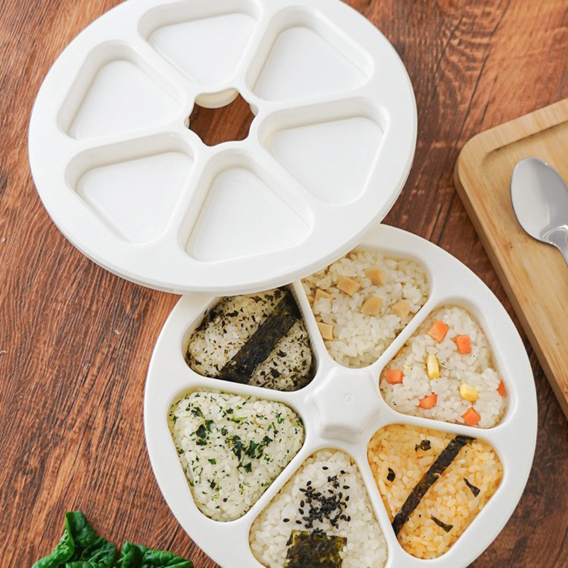 Rice Ball Mold - กล่องทำซูชิ 6 in 1 พร้อมแม่พิมพ์ข้าวปั้นสามเหลี่ยม แม่พิมพ์ข้าวปั้น