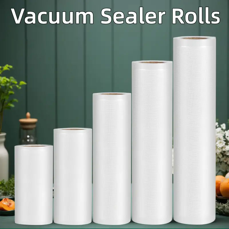 Meal Prep Vacuum Seal Containers - ถุงสูญญากาศแบบม้วน 500 ซม. ดีไซน์ตาข่ายกันลื่น สำหรับเก็บอาหาร ถุงพลาสติกหนา