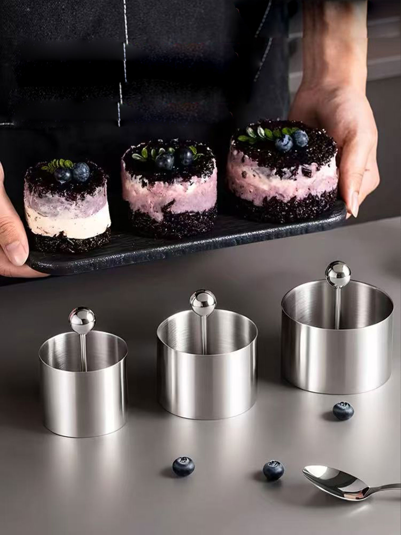 Rice Ball Mold - แม่พิมพ์ขนมข้าวเหนียวสีม่วง 304 สแตนเลส รูปทรงกลม สำหรับทำขนมข้าวเหนียว ขนมเย็น