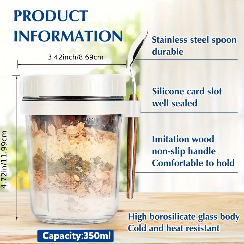 แก้วโอ๊ตมีล 1 ชิ้น/2 ชิ้น พร้อ - Overnight Oat Jar บทวิจารณ์และราคา