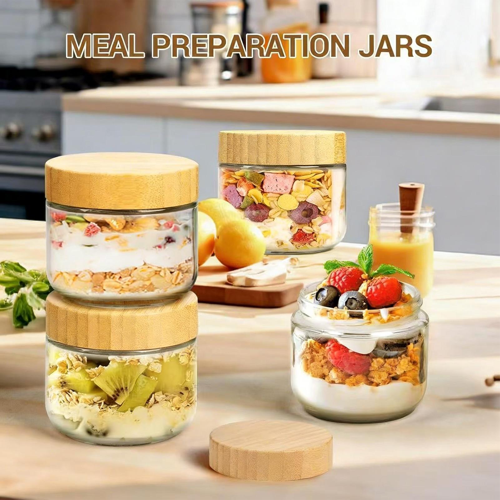 ขวดแก้ว 4 ชิ้น พร้อมฝาปิดสุญญา - Overnight Oat Jar บทวิจารณ์และราคา