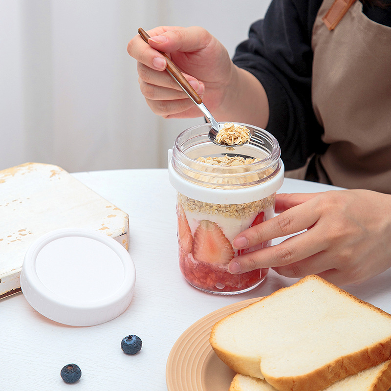 ขวดแก้วใส่โอ๊ตมีลแบบพกพาพร้อมฝ - Overnight Oat Jar บทวิจารณ์และราคา