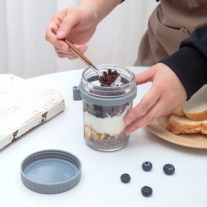ขวดแก้วใส่โอ๊ตมีลแบบพกพาพร้อมฝ - Overnight Oat Jar บทวิจารณ์และราคา