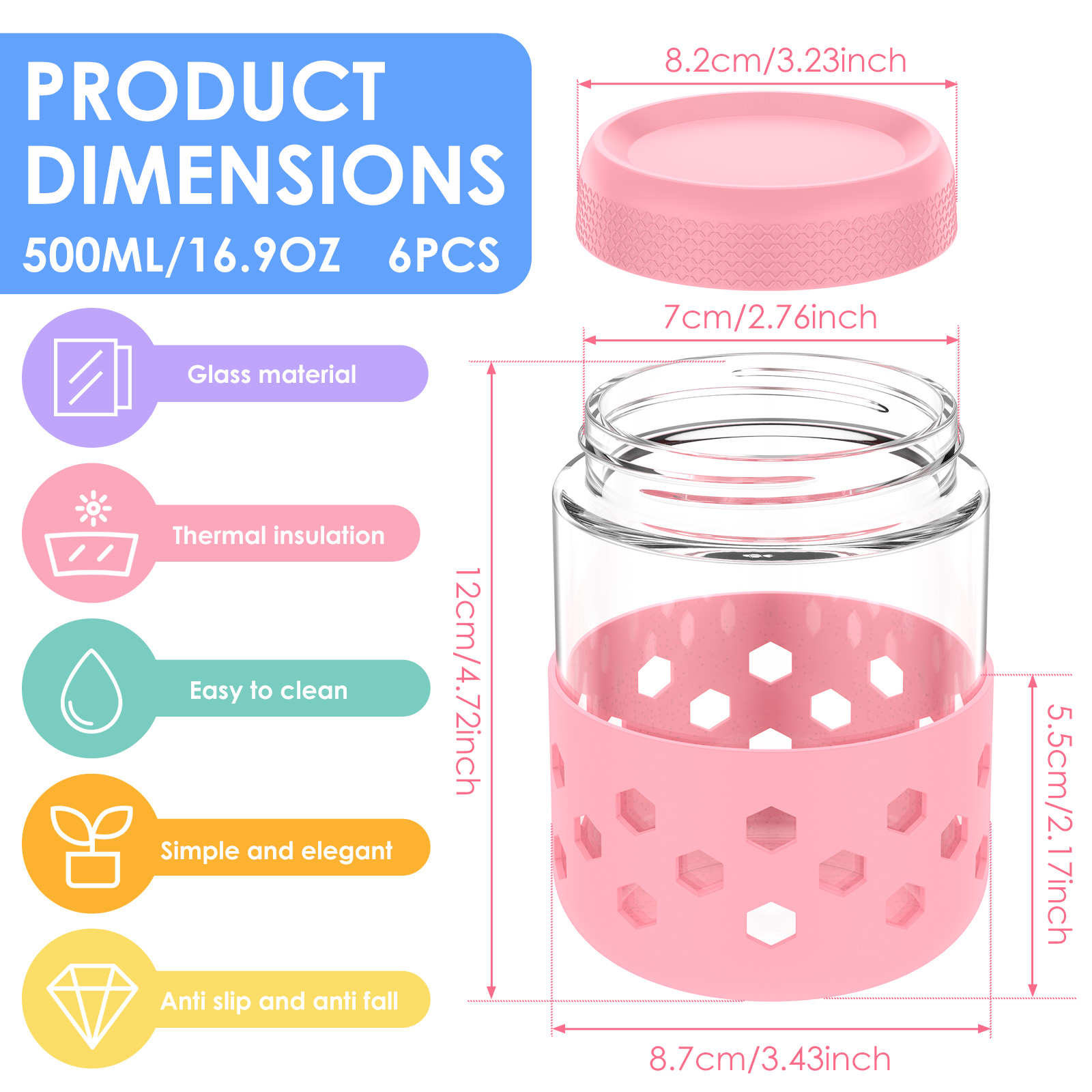 แพ็ค 2/4/6 ชิ้น  ภาชนะใส่โอ๊ตม - Overnight Oat Jar บทวิจารณ์และราคา